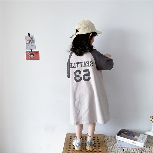 Summer Mother and Daughter Matching Outfits Baby Fashion Trendy Children's Personal Style Color-blocked Letter T-shirt Skirts