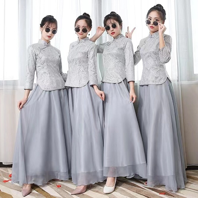 Gray Bridesmaid Dress 2026 New Style Elegant High-End Slimming Fairy-Like Sister Dress Evening Gown Spring Summer Chinese Style Slim Fit Gray Bridesmaid Dress 2026 New Style Elegant High-End Slimming Fairy-Like Sister Dress Evening Gown Spring Summer Chinese Style Slim Fit