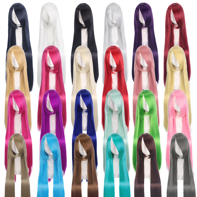 Anime wig Europe and the United States 100CM wig cosplay universal long straight hair female multi-color long straight hair manufacturers wholesale Anime wig Europe and the United States 100CM wig cosplay universal long straight hair female multi-color long straight hair manufacturers wholesale