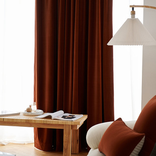 919 Australian wool caramel color curtains vintage living room bedroom shading thickened velvet Velvet