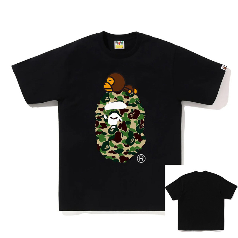 APE Ape トレンドブランド 外国貿易 ヘビーウェイト ピュアコットン ラウンドプリント ユニセックス ゆったり プレミアム 半袖 Tシャツ 25SS|undefined