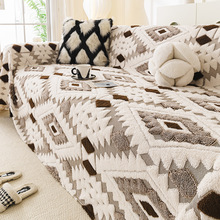 防猫抓毛绒沙发巾轻奢高级感通用坐垫防滑套罩新款简约多功能盖布