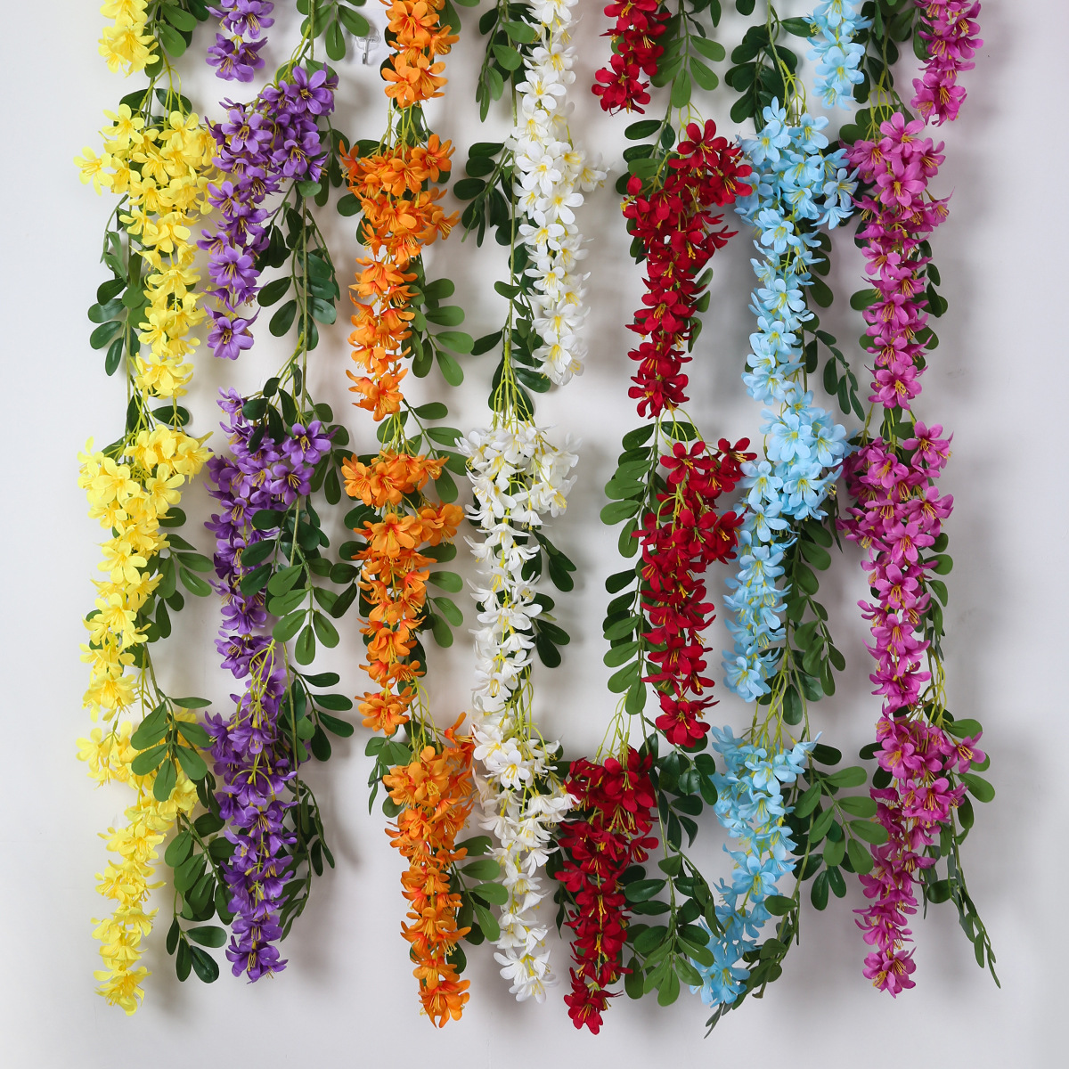 Simulación transfronteriza de flores de primavera de vinas arco de boda decoración de plantas paisajismo hojas verdes falso sauce simulación ramas de frijol