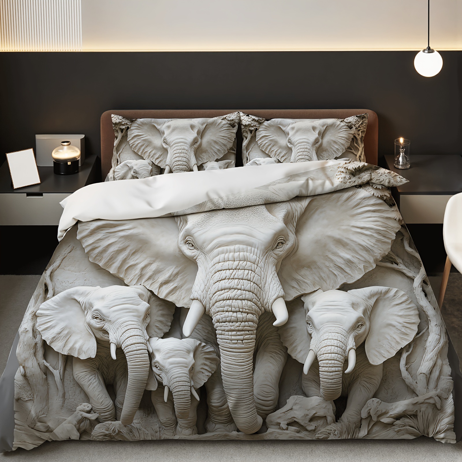 Textil doméstico transfronterizo molienda impresión digital elefante primer plano quilt kit fuente fábrica llevar a cabo tem / JIT