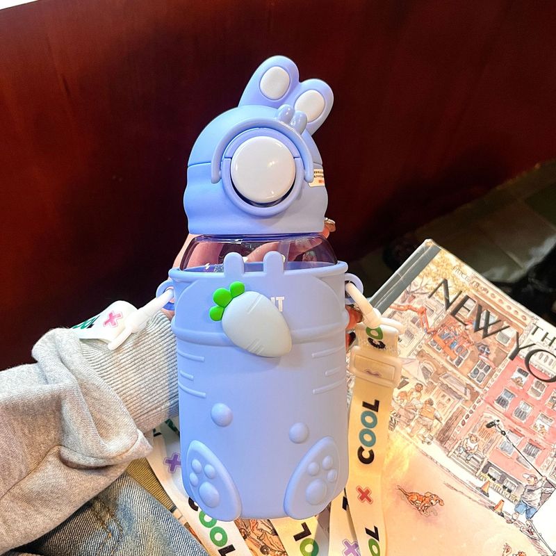 かわいい斜め頭うさぎプラスチックカップ子供用カップ携帯用水筒高品質耐熱夏用バウンスカップ|undefined
