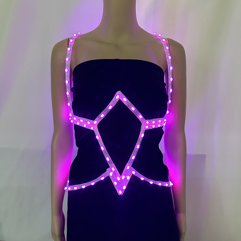 LED ilusionado color flujo de agua luminosa correa de fiesta escenario ropa de rendimiento Bluetooth control remoto LED luminoso chica caliente usar accesorios