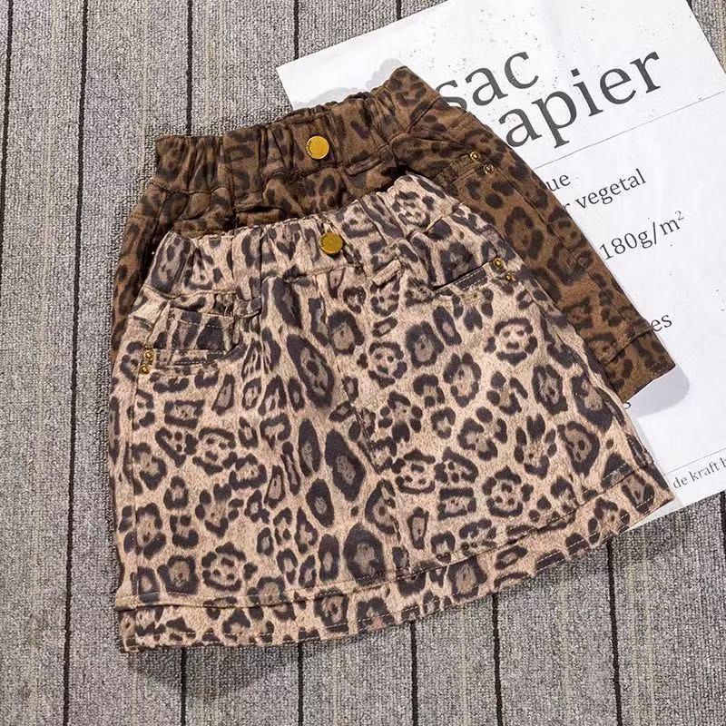 Minigonna bambina stampa leopardata moda autunnale versatile_voghion.com
