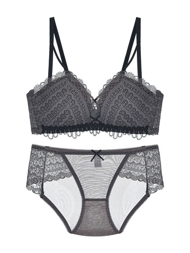 Women's lace lingerie set, small bust shaping, underwire-free, sexy, bra and panty set