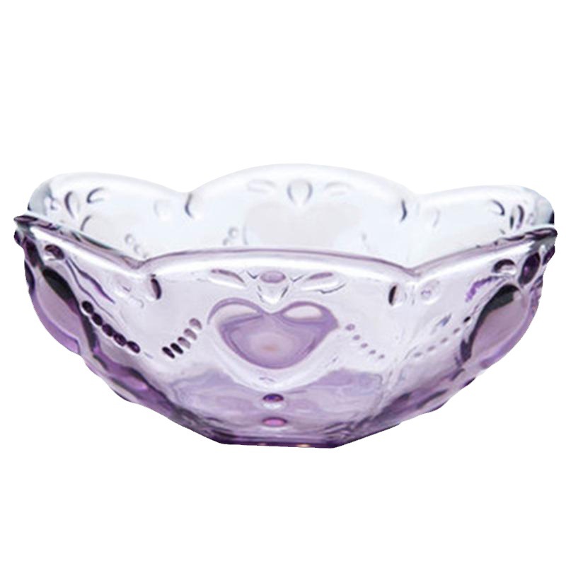 Suministro directo de fábrica creativo estilo japonés borde dorado tazón de vidrio golondrinas tazón de plata tazón de oído tazón de ensalada de helado tazón de postre de corazón de melocotón