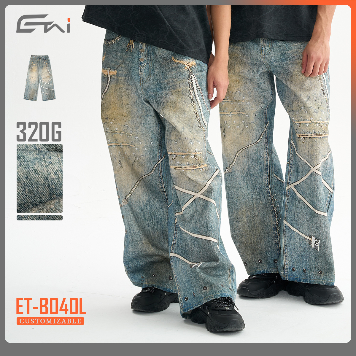 ETAI Hombre| Algodón de alta calidad impresa en 3D jeans rectos sueltos de moda para hombres pesados pantalones para hombres