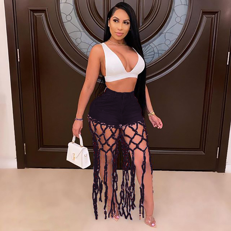 Jeans de Mujer Más Vendidos, Pantalones de Mujer Nuevos para Comercio Transfronterizo de Amazon, Jeans de Pierna Ancha con Cintura Alta, Aberturas y Nudos image 3