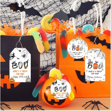 新款跨境原创万圣节吊牌 万圣礼品袋糖果盒装饰挂牌卡片 派对装饰