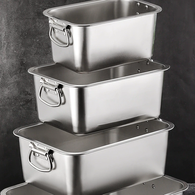 Утолщенная раковина из нержавеющей стали с ушками, крышкой, углубленным чистым плоским дном, квадратная раковина с ручкой, квадратная пластина, раковина из нержавеющей стали для столовой.