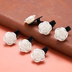 2024新款首饰品树脂山茶花玫瑰花发饰发夹侧边刘海夹头饰新品批发