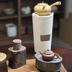 Japanese-style imitation ancient white clay charcoal stove, charcoal stove for tea brewing, handmade small high stove, outdoor wind stove, alcohol tea brewer, fire baking charcoal stove