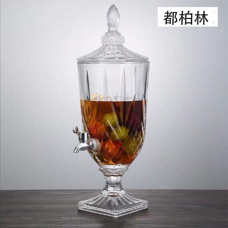 Jarra de jugo con relieve de estilo europeo, con boquilla y tapa, cristal grueso, gran capacidad, jarra de agua fría de alta gama