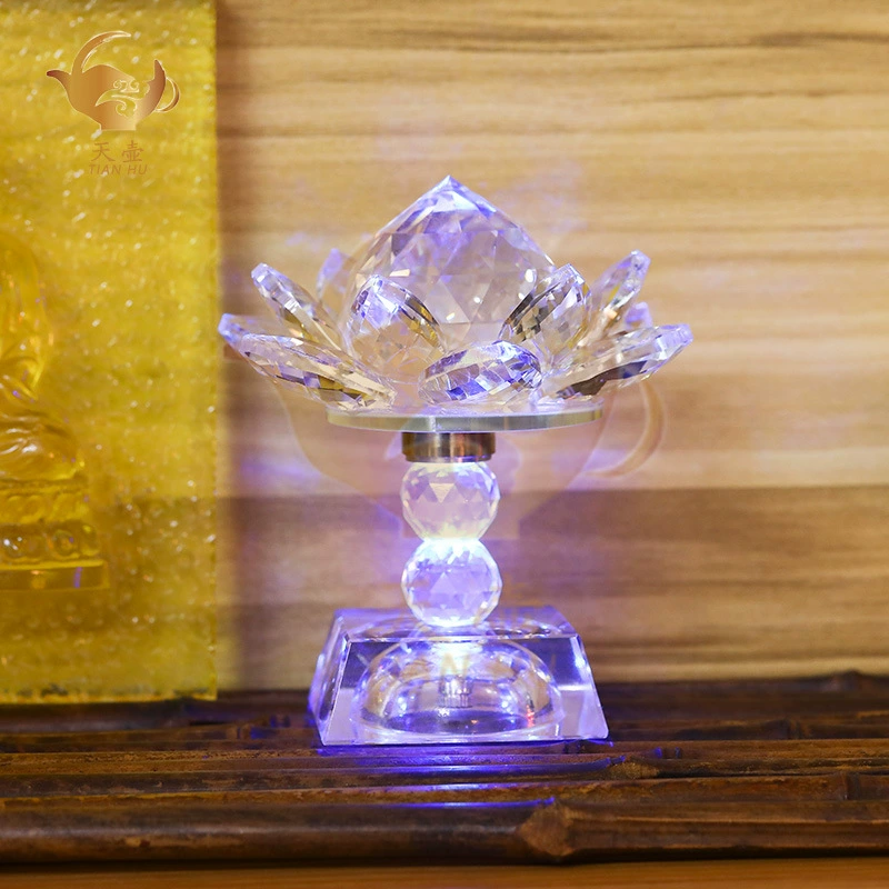 Кристалловая лотосная лампа, Dlows Lotus Candle Candies Lights 360° вращающийся кристаллический основание, Fo Gong Long яркий свет