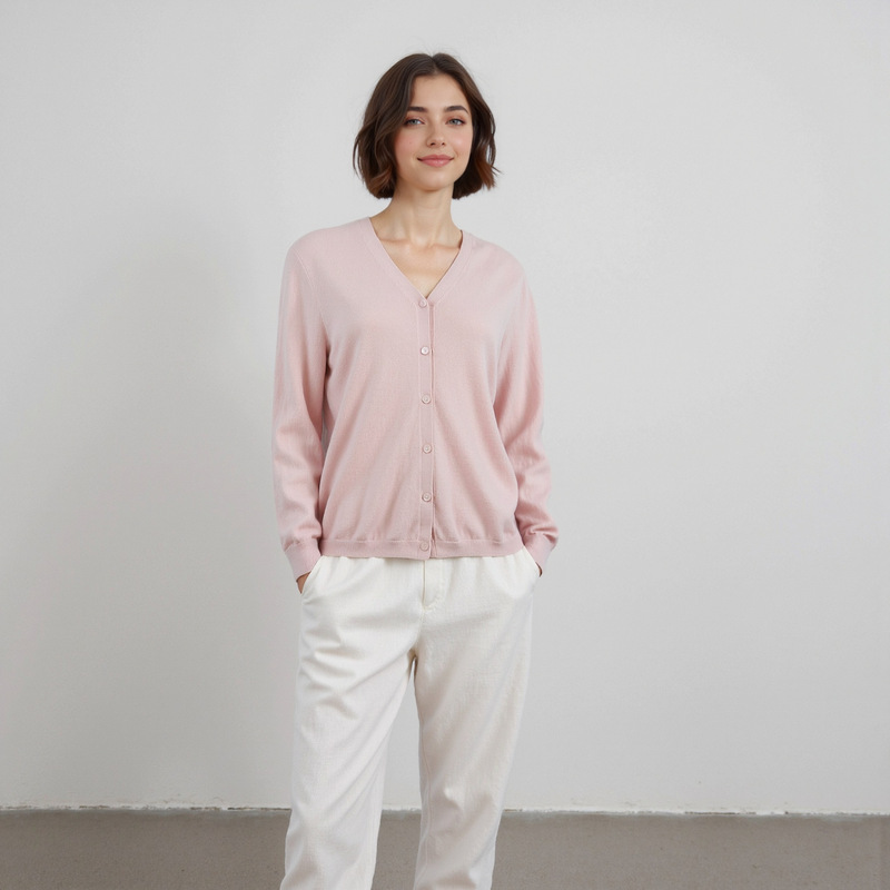 Spring Dopamine! High-End Versatile Slim-Fit All-Wool Knit Sweater for Women, Stylish V-Neck Wool Sweater for Layering