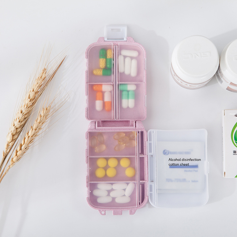 Portable Medicine Box Emergency Medication Box with Sealing, Convenient to Carry, Small Size, Wheat Straw Material, High Capacity Storage Box