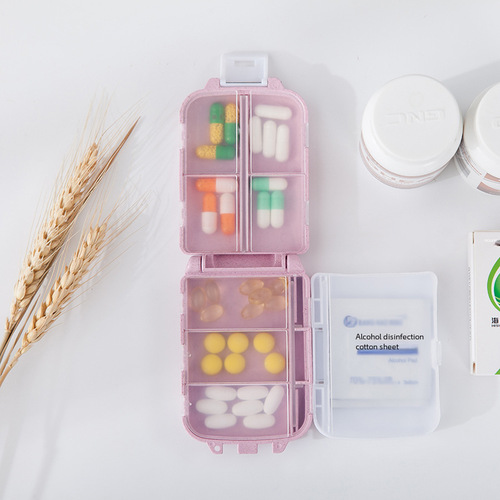 Portable Medicine Box Emergency Medication Box with Sealing, Convenient to Carry, Small Size, Wheat Straw Material, High Capacity Storage Box