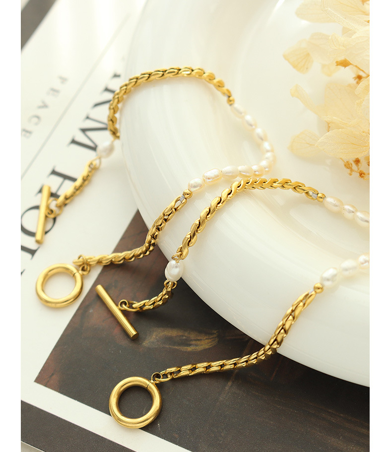 Elegant Geometric Pearl Titanium Steel Bracelets 1 Piece