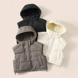 2025新款儿童连帽羽绒棉马甲秋冬保暖坎肩背心外穿洋气马甲外套