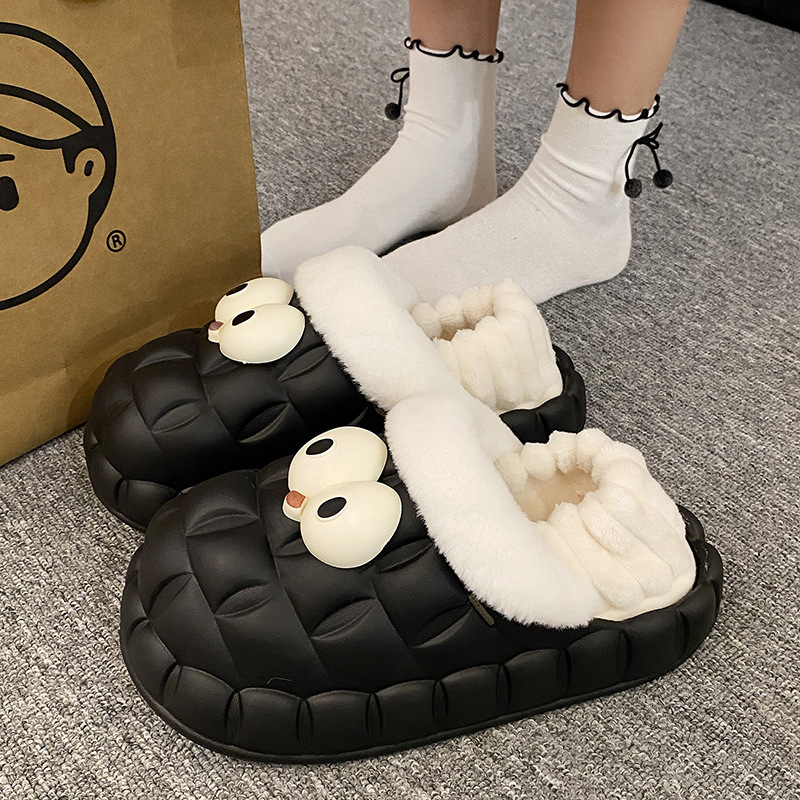 綿のスリッパの女性の冬の防水の家の厚い底はベルベットの包みと学生の寮のかわいい室内の保温の綿の靴をプラスします。|undefined