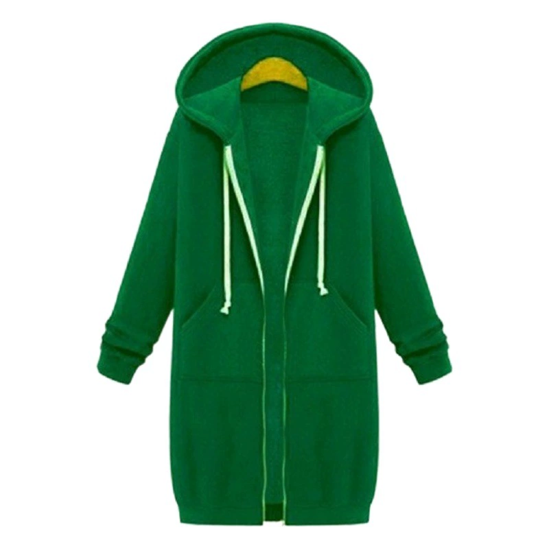 Осенне-зимние женские европейские и американские с капюшоном с длинным рукавом Длинный свитер пальто синий белый молния ссылка