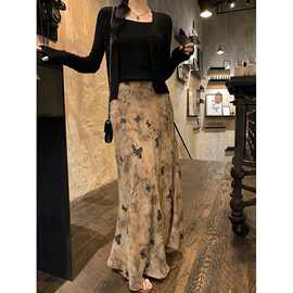 设计感新中式半身裙女夏季新款宽松显瘦百搭复古鱼尾裙包臀半裙子