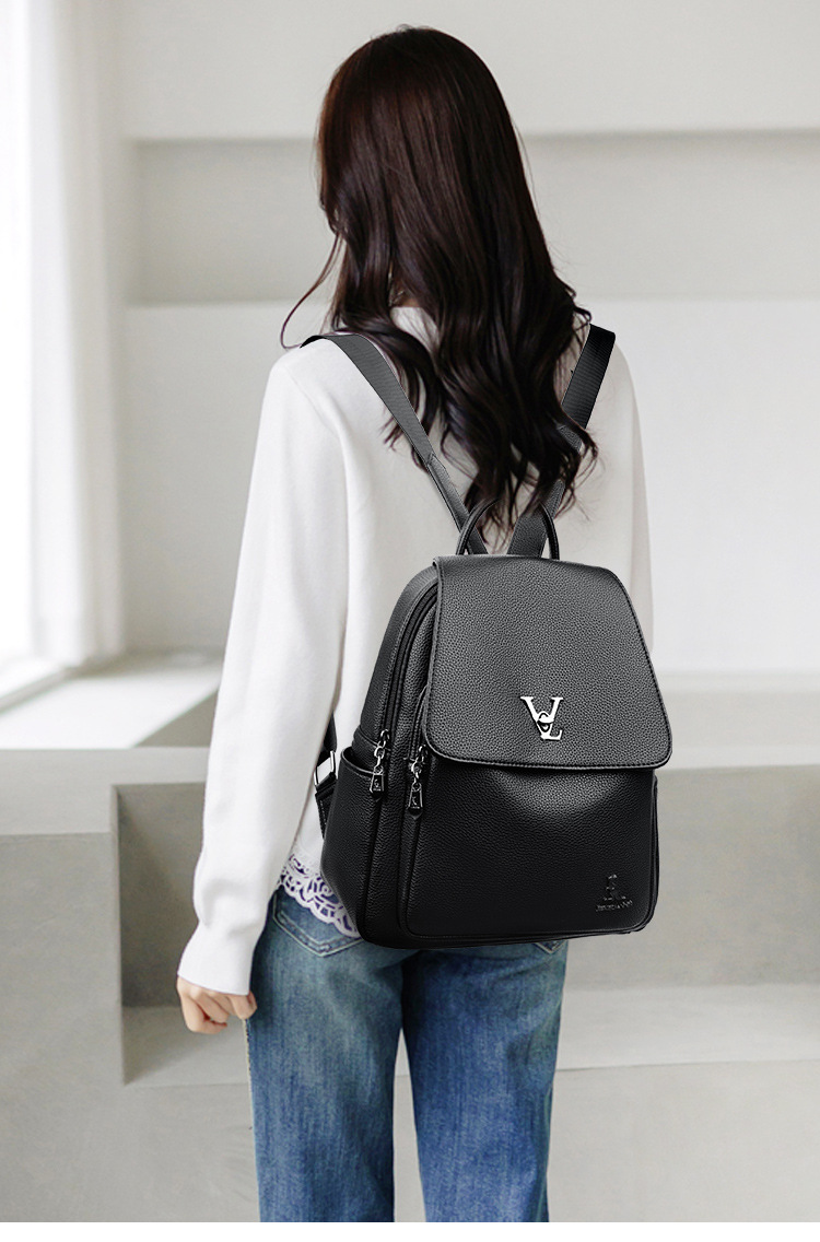 Mom 2024 neue Mode schwarz klassischer Rucksack hochwertige Damen Casual Reisetasche Trend_voghion.com