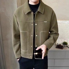 秋季男士经典简约百搭夹克外套男潮流帅气宽松休闲短款翻领外套