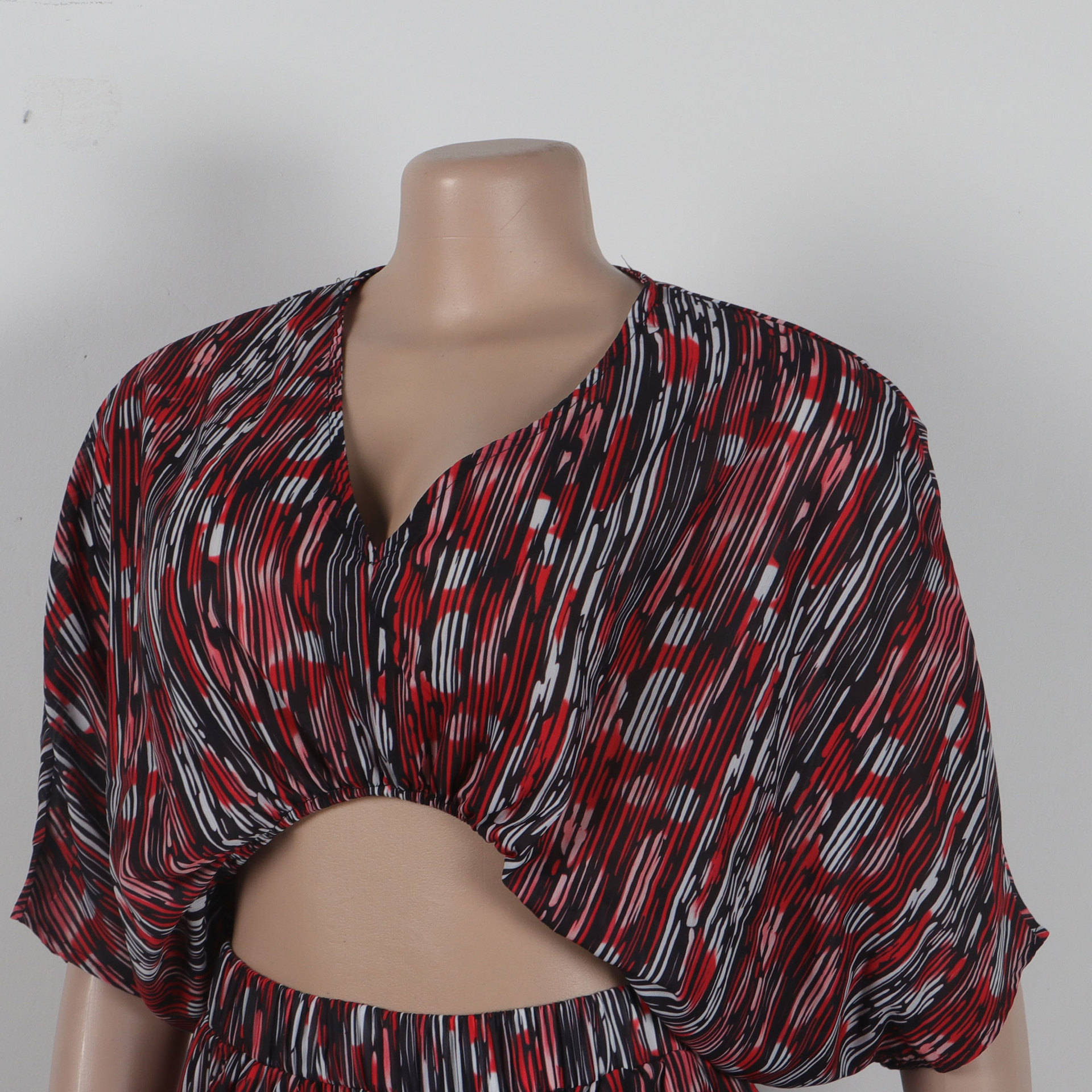 Women Popular Printed Contrast Color V-neck Wide Leg Two Piece Set