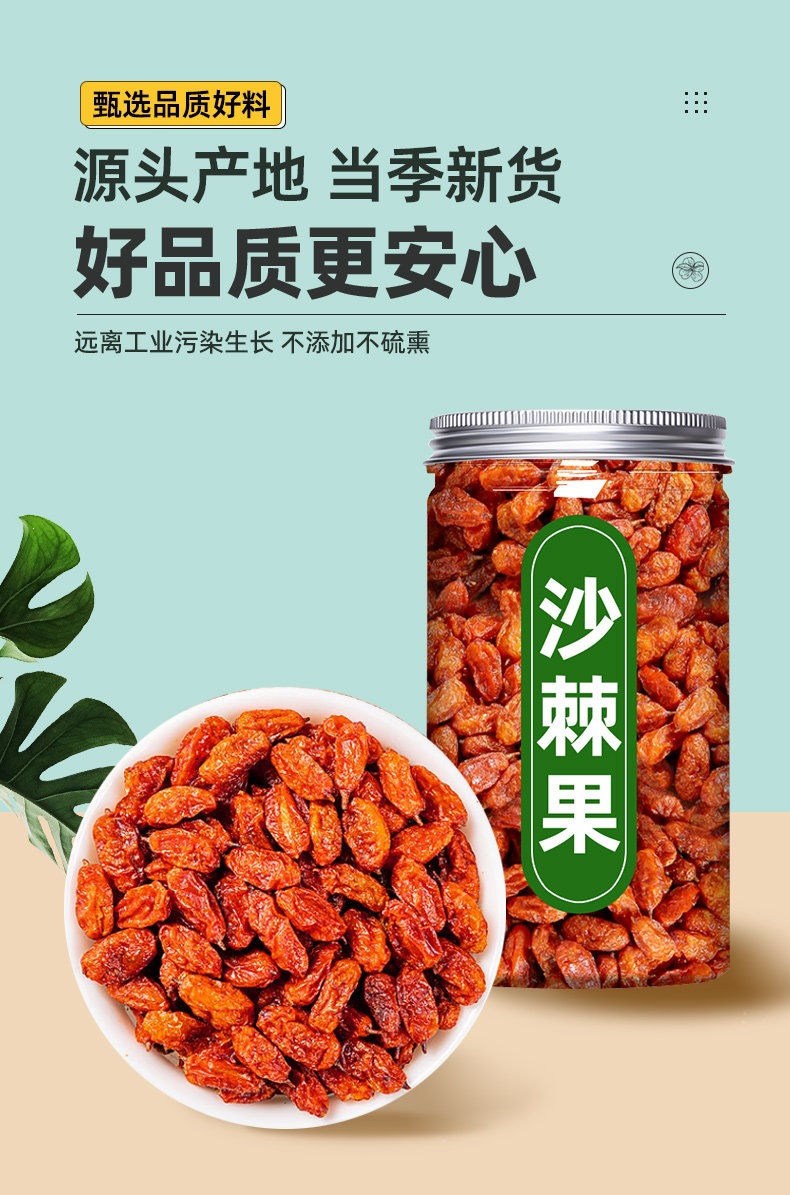 Dried Sea Buckthorn Fruit Sha Ji 75g Wild Xinjiang Berries for Tea and Infusions key features