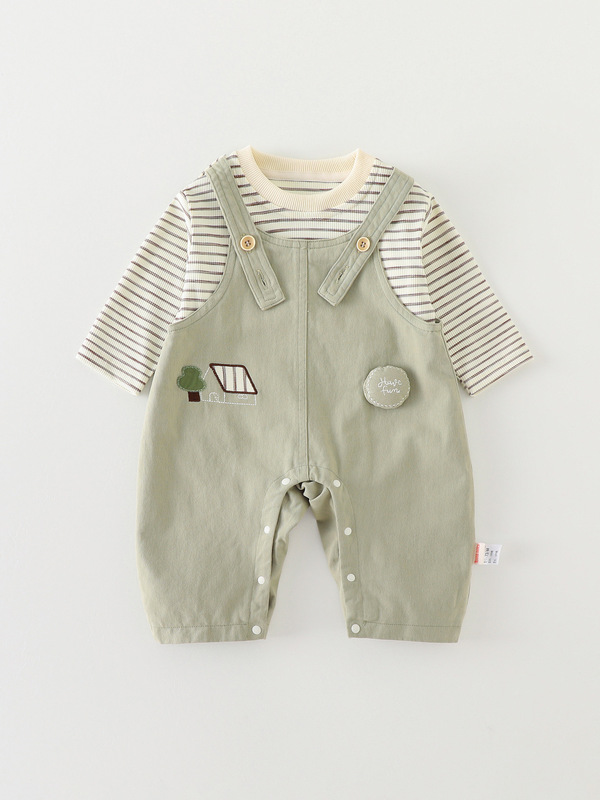 男宝宝衣服秋装背带裤套装可爱婴幼儿春秋季外出服洋气两件套|undefined