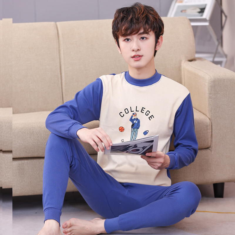 Ropa de otoño para jóvenes pantalones largos traje para niños y niñas niños medianos y grandes suéter de algodón suéter pantalones de algodón traje de ropa interior térmica