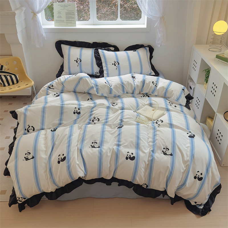 Nuevo estilo francés suave in encaje flor de algodón lavado con agua cama de cuatro piezas sábanas de cama