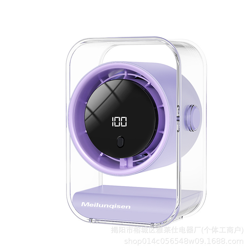 [Amazon Hot Sale] ventilador de escritorio al aire libre circulación de gran viento para el hogar visualización digital ventilador triángulo de doble propósito