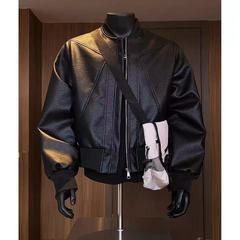 现货 有内袋 原版做工 水洗PU皮宽松美式棒球服外套JK9363特P70