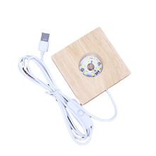 水晶球方体木底座实木发光底座工艺品摆件灯座月球木托USB七彩灯