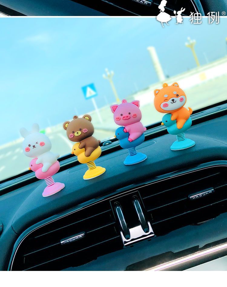 Car Ornaments Bobblehead Doll Cute Animal Shaker Car Spring Interior Popular Car Interior Decoration Supplies for Women