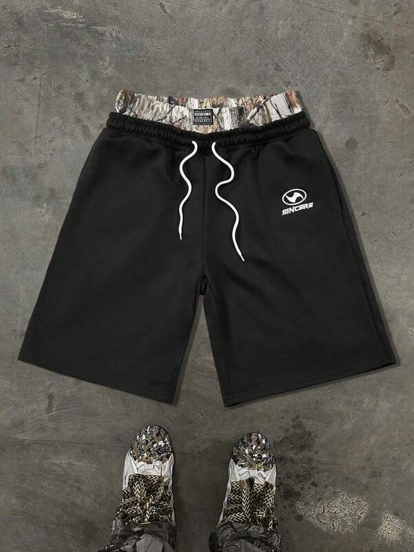 D 38964 Drawstring Double Waist Hip Hop Capris Drawstring Double Waist Hip Hop