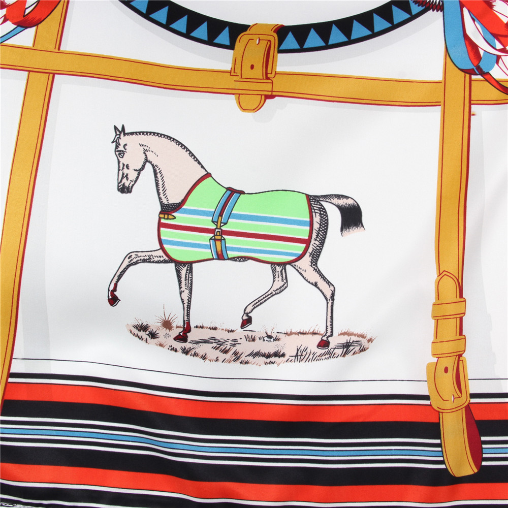 170g Weight Silk Scarf Classification Holiday, Daily Occasion Satin Material Horse Pattern Spring, Autumn Season Women's Gender Printing Design Elegant, Vintage Style Style Women's Elegant Vintage Style Horse Satin Printing Silk Scarf 6