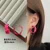0417 Rose Red Wave C shape 925 silver needle
