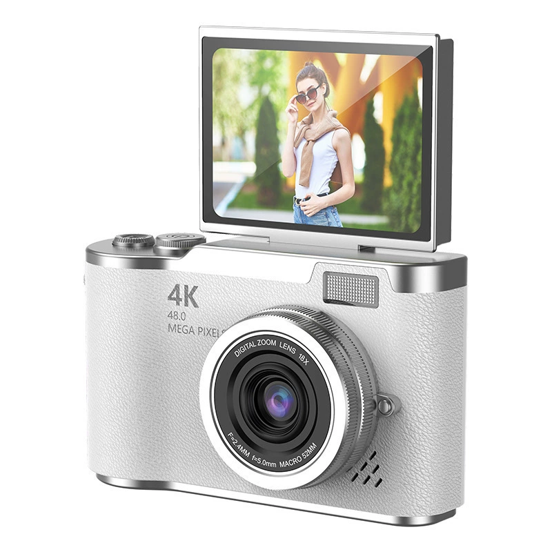 Mirrorless digital camera flip-screen, 4K 48MP CCD, compact student selfie kit (multiple colors)