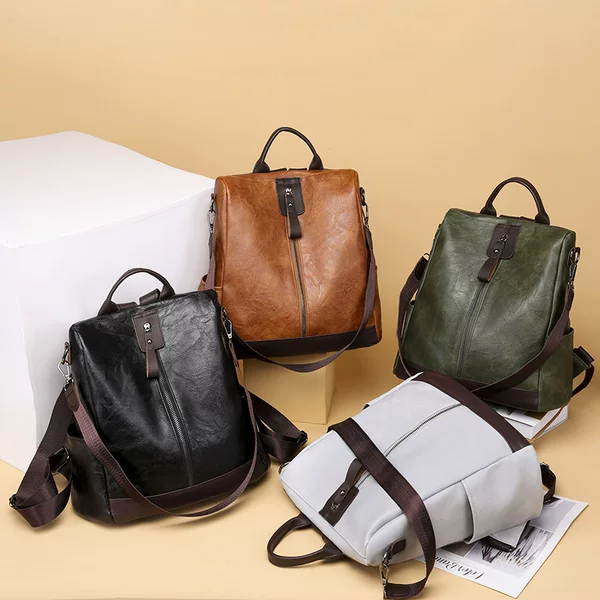 Foreign Trade Backpack for Women, New European and American Style, Multi-Purpose Business Shoulder Bag, Anti-Theft Pu Soft Leather Women's Large Capacity Backpack