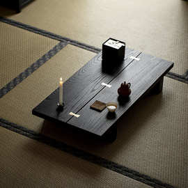 实木茶几榻榻米飘窗小茶桌日式侘寂风碳化茶台客厅家用边几