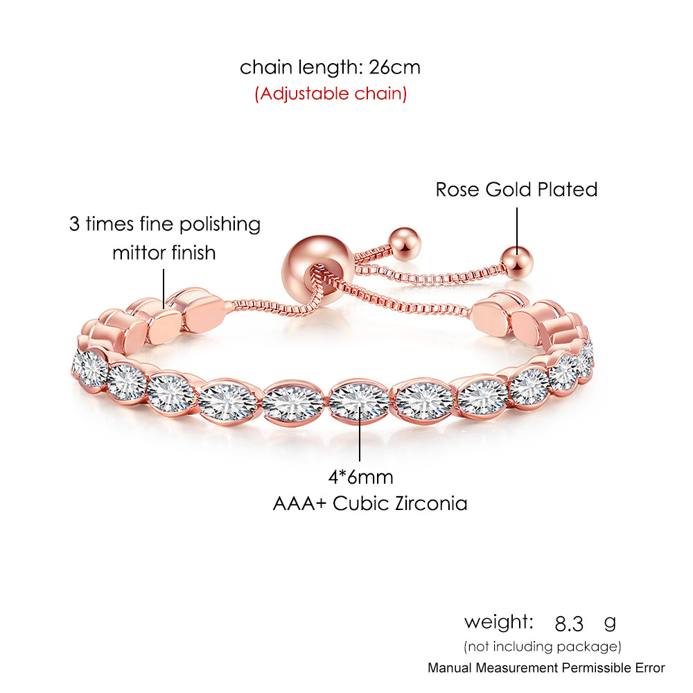 Simple Style Oval Copper Inlay Zircon Bracelets 1 Piece