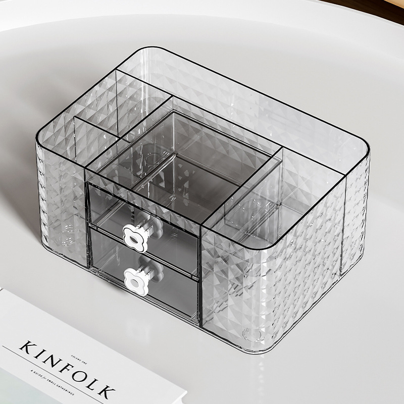 Cajones transparentes de lujo ligero cajas de almacenamiento de escritorios para niños, encimera de papelería cajas de almacenamiento de gran capacidad