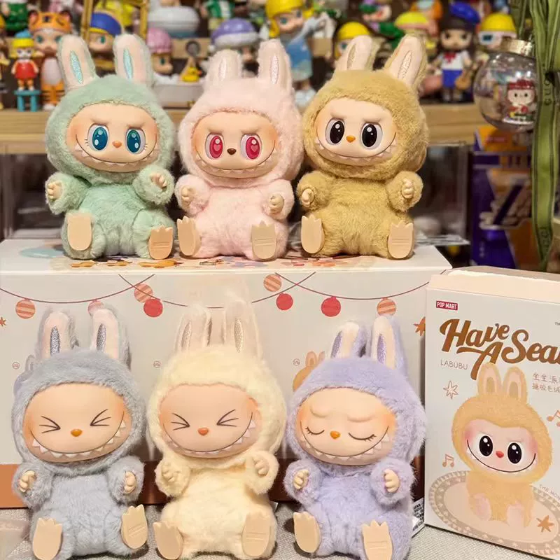 POPMART Pop Mart LABUBU Labubu сидел на вечеринке резиновая плюшевая модная игрушка слепая коробка фигурка кулон