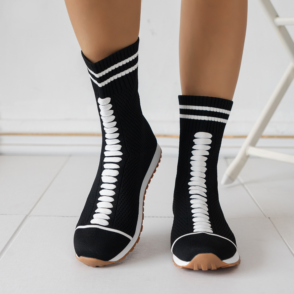 Women's Casual Color Block Round Toe Sock Boots display picture 9